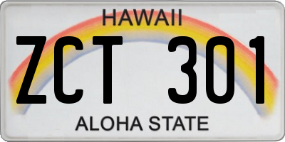 HI license plate ZCT301