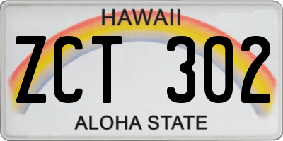 HI license plate ZCT302