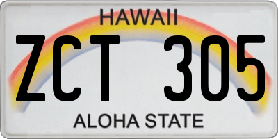 HI license plate ZCT305