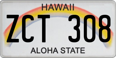 HI license plate ZCT308