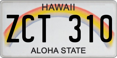 HI license plate ZCT310