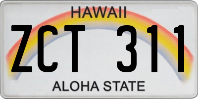 HI license plate ZCT311