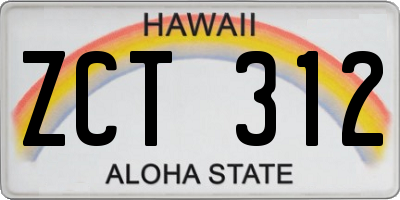 HI license plate ZCT312