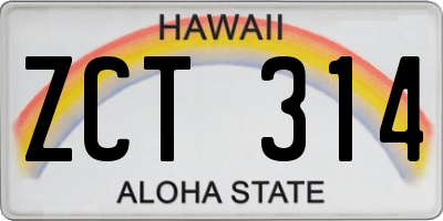 HI license plate ZCT314