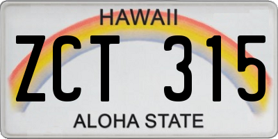 HI license plate ZCT315