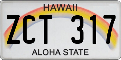 HI license plate ZCT317