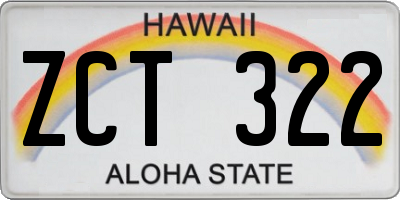 HI license plate ZCT322