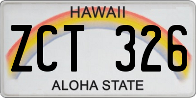 HI license plate ZCT326