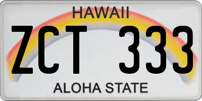 HI license plate ZCT333