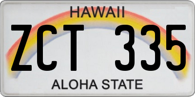 HI license plate ZCT335