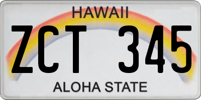 HI license plate ZCT345