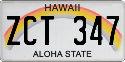 HI license plate ZCT347