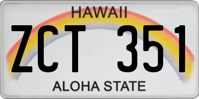 HI license plate ZCT351