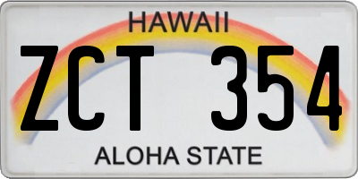 HI license plate ZCT354