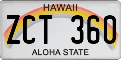 HI license plate ZCT360