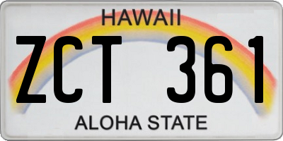 HI license plate ZCT361