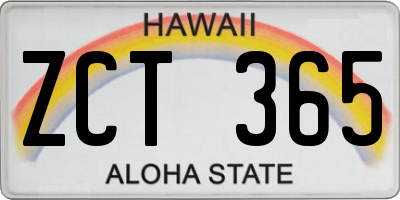 HI license plate ZCT365