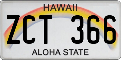 HI license plate ZCT366