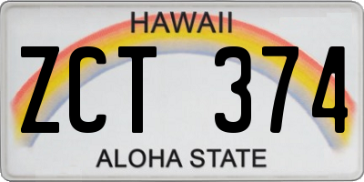 HI license plate ZCT374