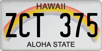 HI license plate ZCT375