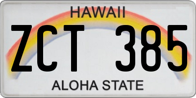 HI license plate ZCT385