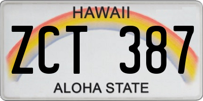 HI license plate ZCT387