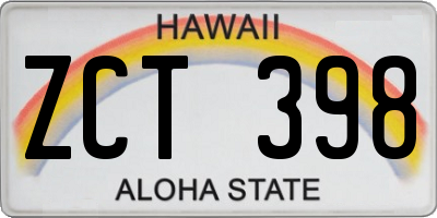 HI license plate ZCT398