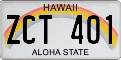 HI license plate ZCT401