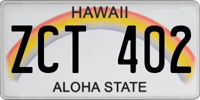 HI license plate ZCT402