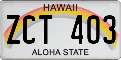 HI license plate ZCT403