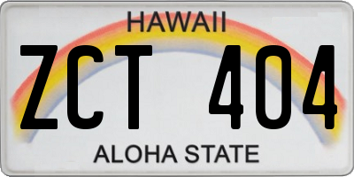 HI license plate ZCT404
