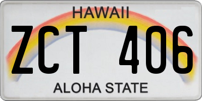 HI license plate ZCT406