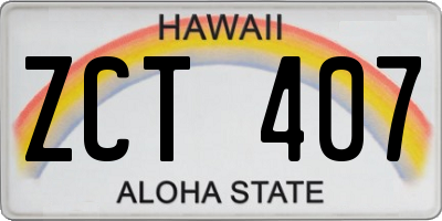 HI license plate ZCT407