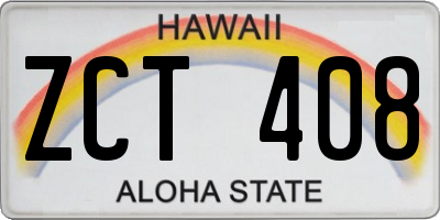 HI license plate ZCT408