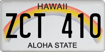HI license plate ZCT410