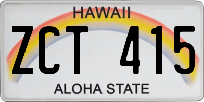HI license plate ZCT415