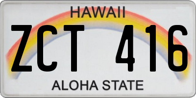HI license plate ZCT416