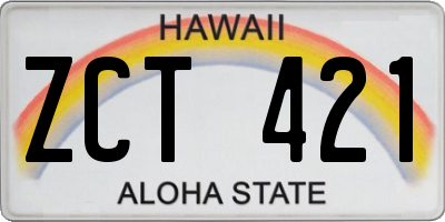 HI license plate ZCT421