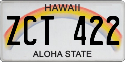 HI license plate ZCT422