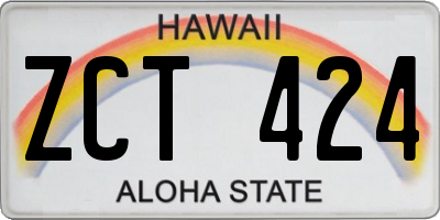 HI license plate ZCT424