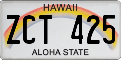 HI license plate ZCT425