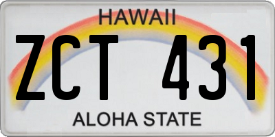 HI license plate ZCT431