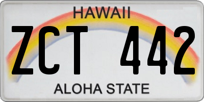 HI license plate ZCT442