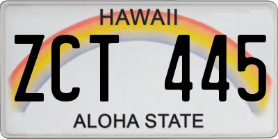 HI license plate ZCT445