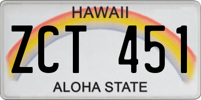 HI license plate ZCT451