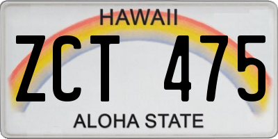 HI license plate ZCT475