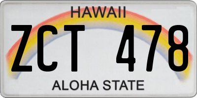 HI license plate ZCT478
