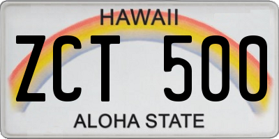 HI license plate ZCT500