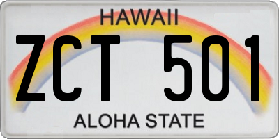 HI license plate ZCT501