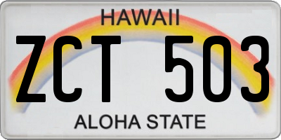 HI license plate ZCT503